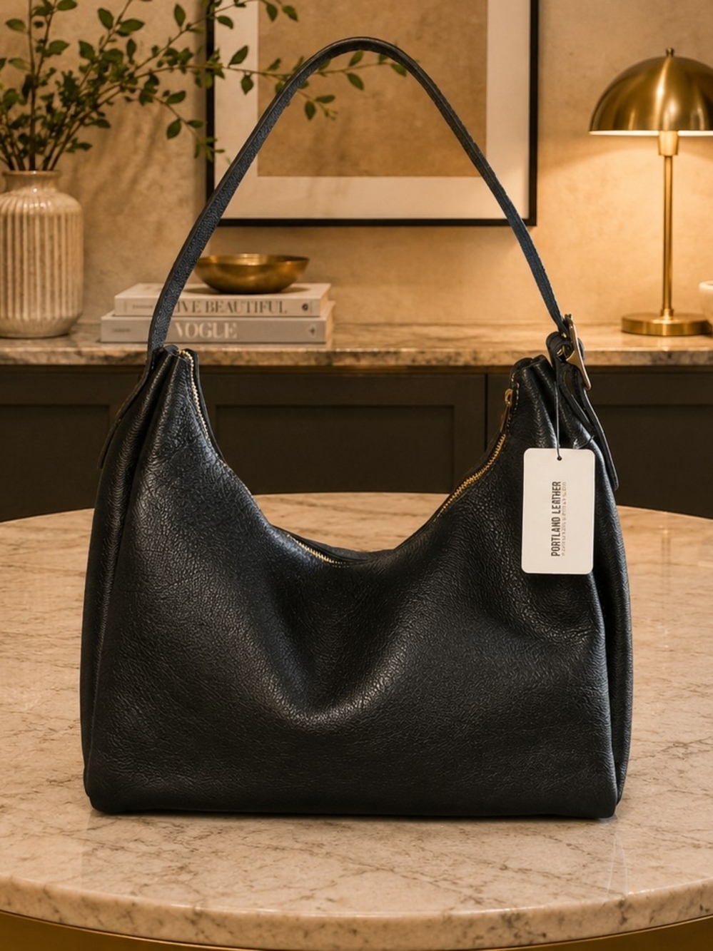 Portland Leather - Brand New - Oversized Black Aspen Shoulder Bag